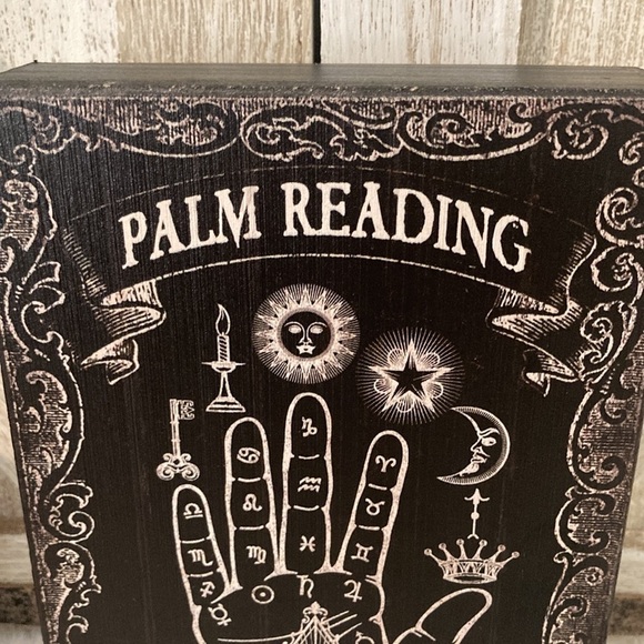COPY - Distressed Wooden Halloween Palm Reading Tabletop Decor - Picture 2 of 6